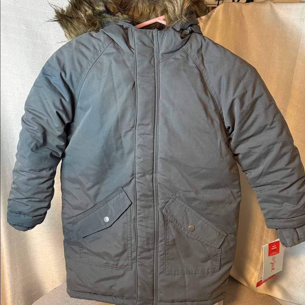 Cat & Jack Gray Coat with Faux Fur Trim